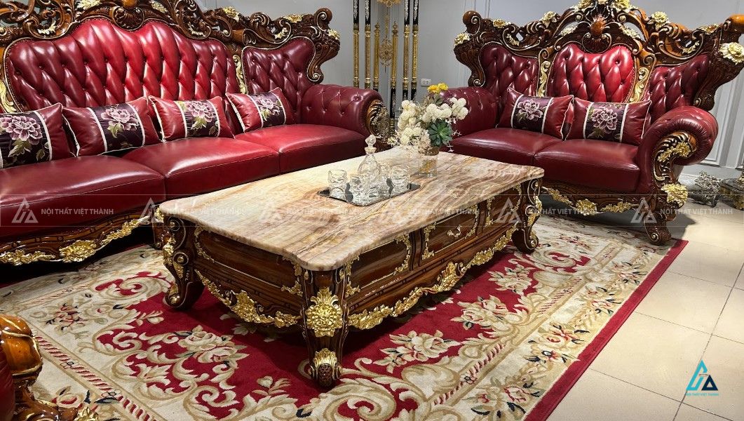 Bộ sofa da hoàng gia chạm khắc điêu khắc tân cổ điển đẳng cấp 1