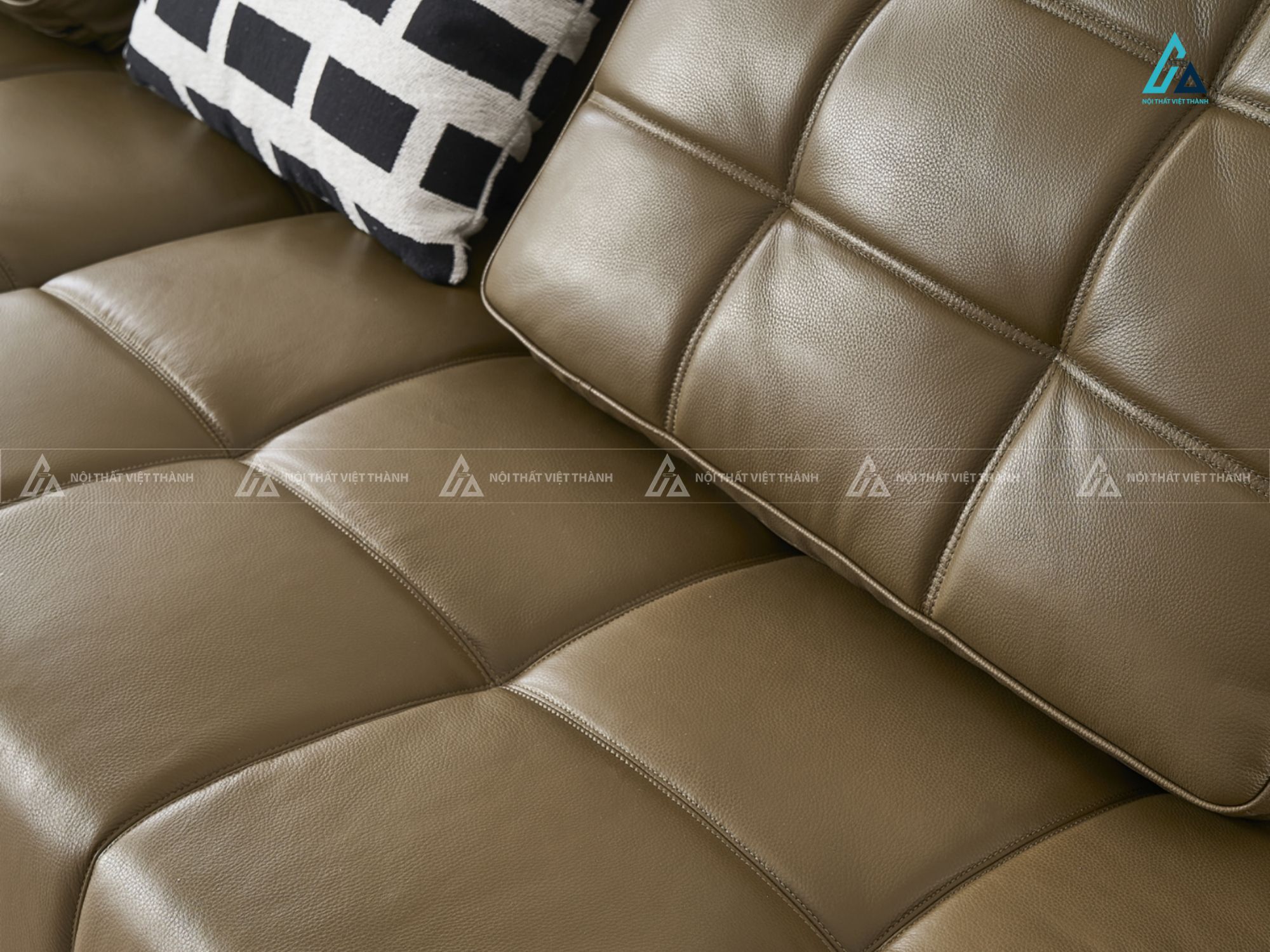 Sofa da hiện đại thiết kế phao bập bềnh màu xanh rêu độc đáo 1
