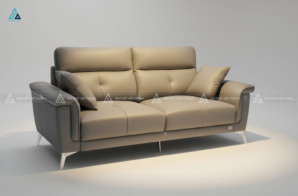 Sofa băng da cao cấp chân kim loại thiết kế hiện đại 1