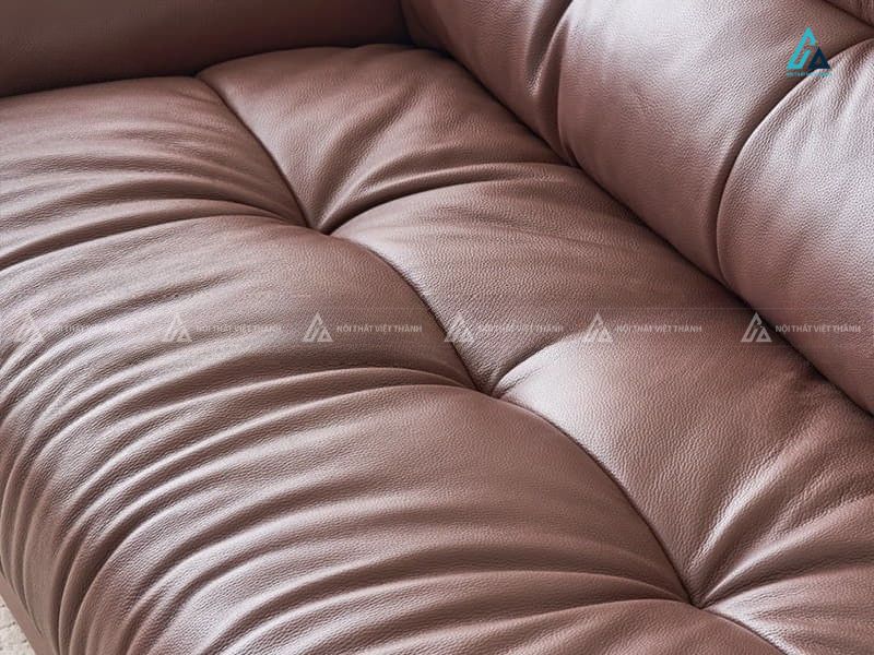 Sofa da băng dài thiết kế đệm múi sang trọng cho phòng khách 1