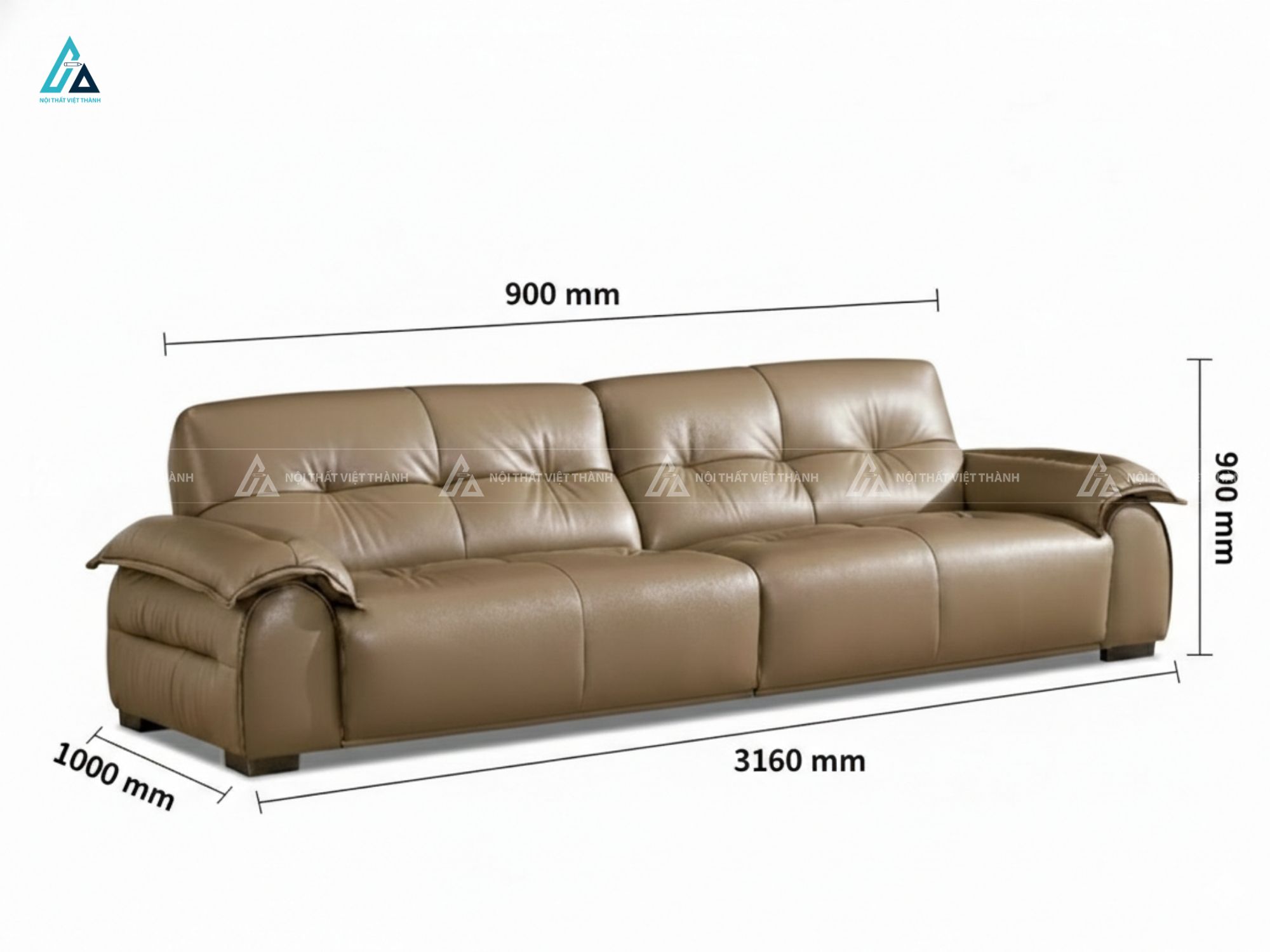 Sofa da băng dài thiết kế hiện đại tối ưu thư giãn cho gia đình 1