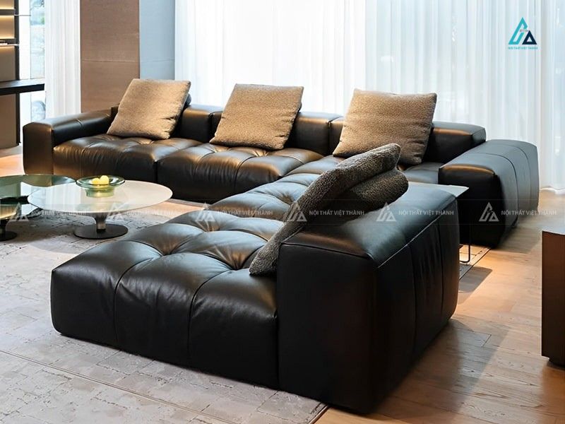 Sofa da bò chữ l thiết kế rút múi hiện đại đẳng cấp 1