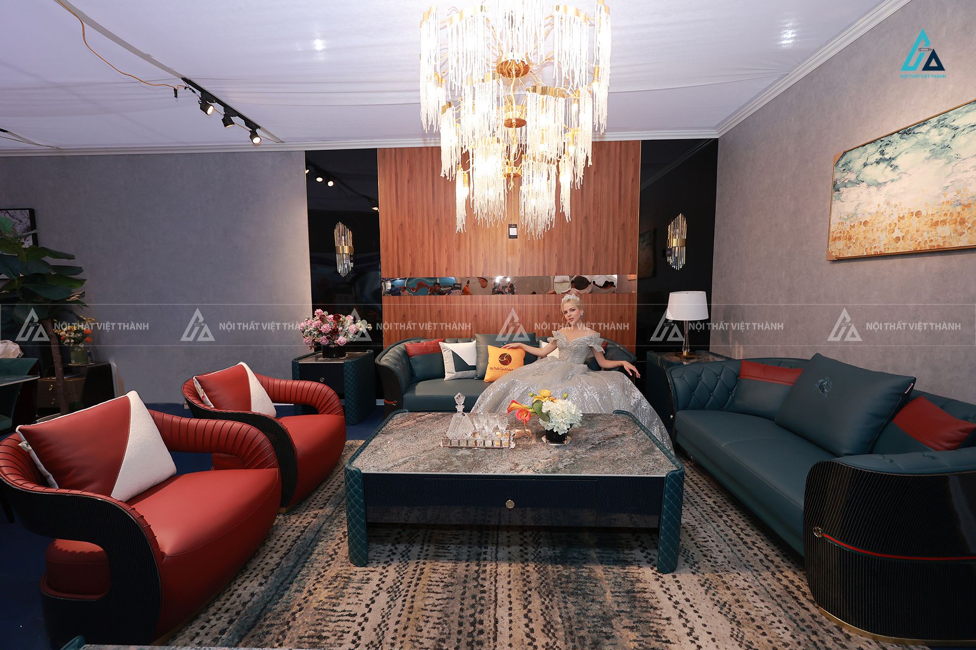 Bộ sofa da cao cấp thiết kế bo cong nghệ thuật sang trọng 3