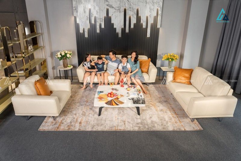 Sofa băng da cao cấp chân kim loại thiết kế hiện đại 1