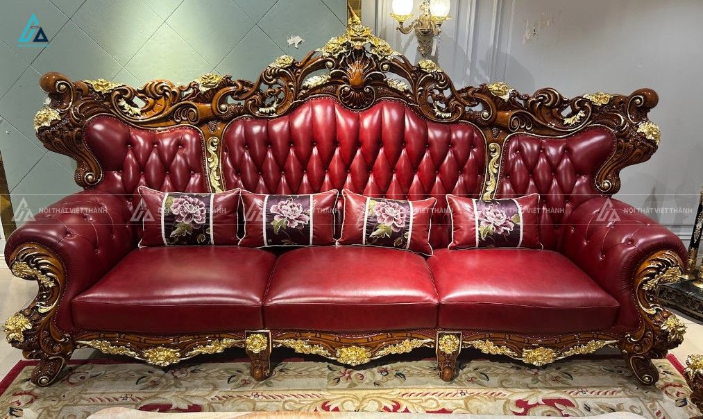 Bộ sofa da hoàng gia chạm khắc điêu khắc tân cổ điển đẳng cấp 2
