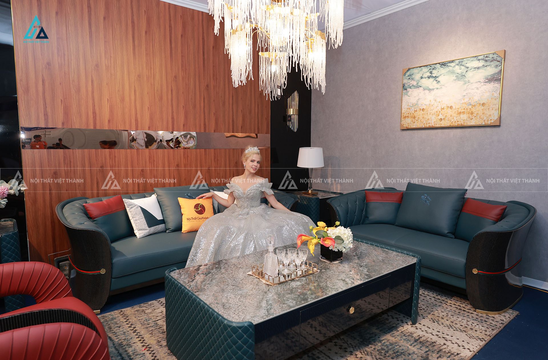 Bộ sofa da cao cấp thiết kế bo cong nghệ thuật sang trọng 1
