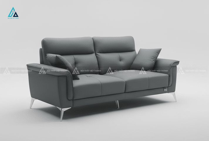 Sofa băng da cao cấp chân kim loại thiết kế hiện đại