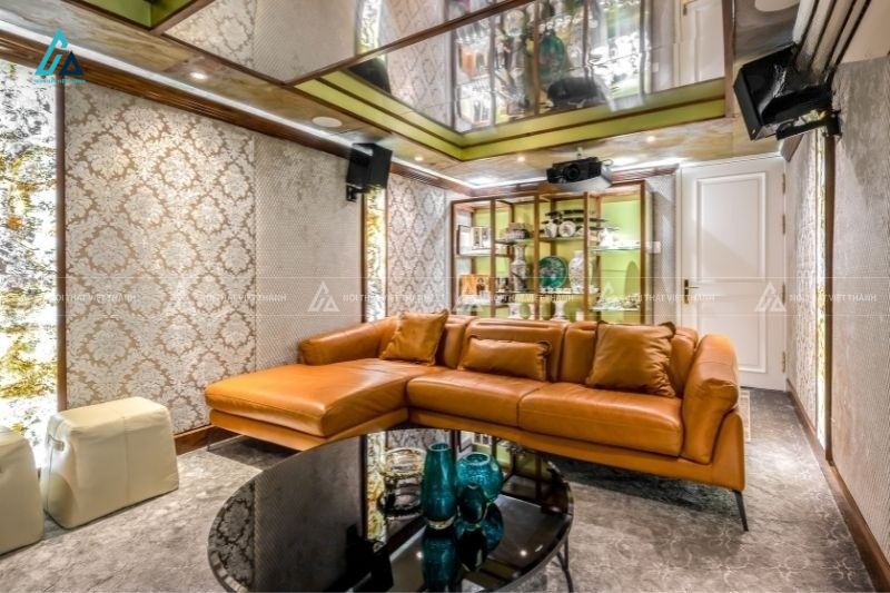 Bộ sofa da bò màu vàng hổ phách cho không gian thượng lưu