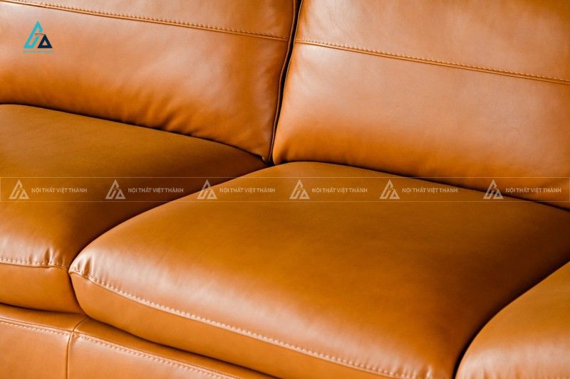 Sofa băng da cao cấp thiết kế hiện đại màu vàng bò sang trọng 1