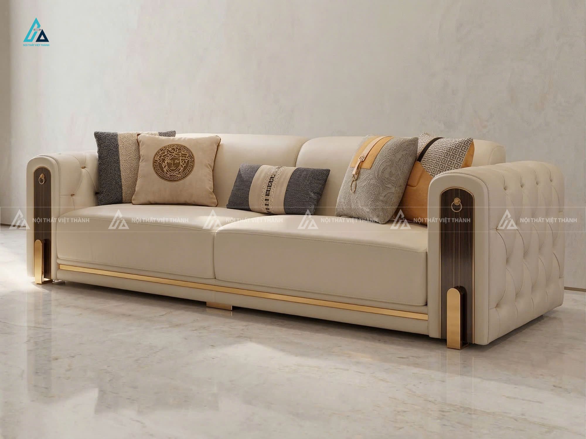 Sofa da cao cấp thiết kế phao tay rút trám sang trọng 1