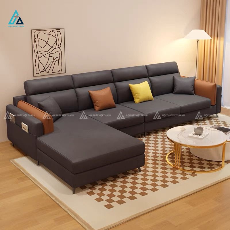 Bộ sofa góc chữ l hiện đại tích hợp túi đựng tiện ích 1