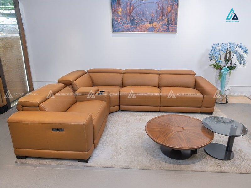 Sofa da góc chữ l thông minh tích hợp chức năng thư giãn 2
