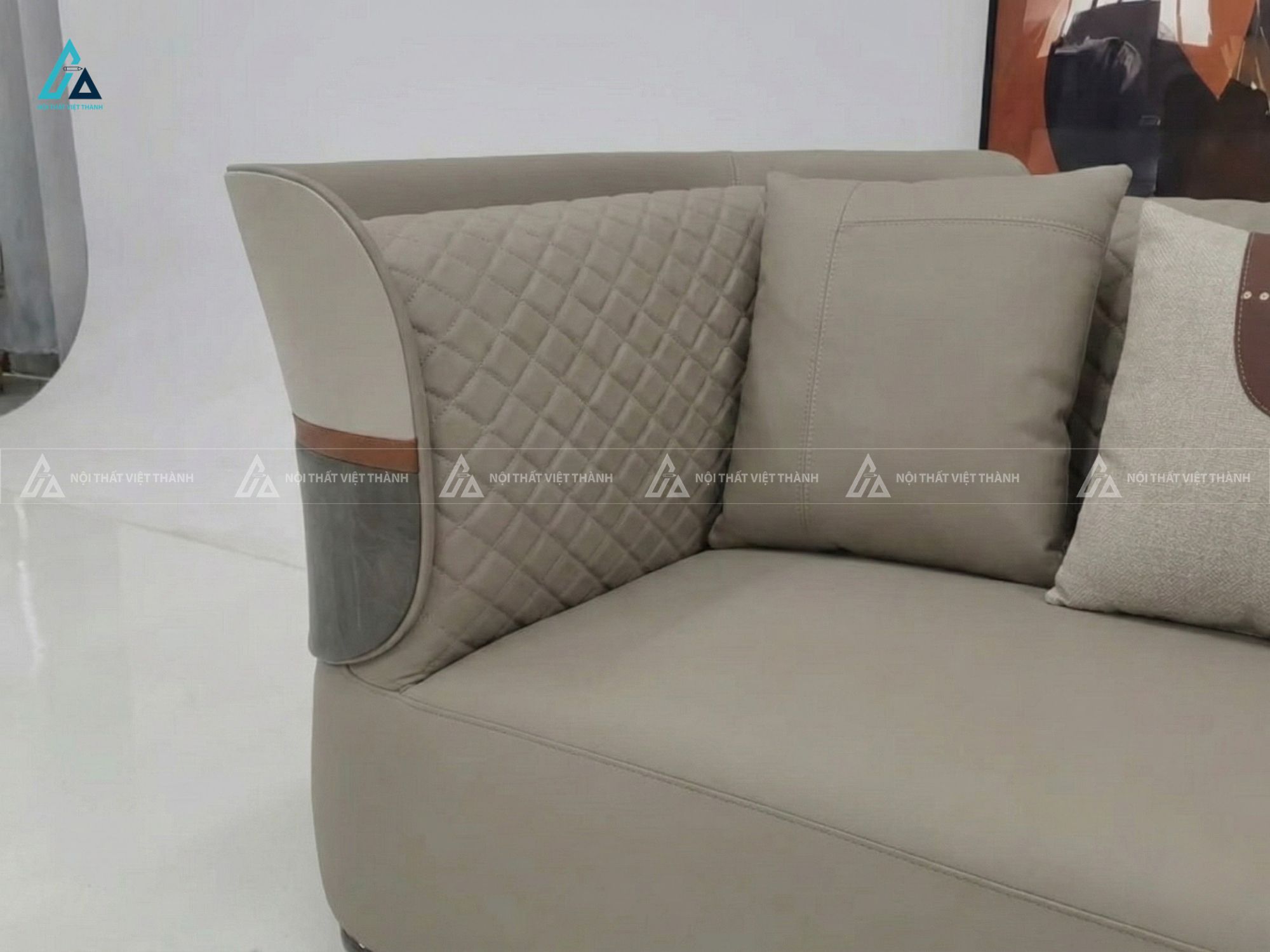 Bộ sofa da thiết kế chữ u sang trọng tối ưu không gian phòng khách hiện đại 2