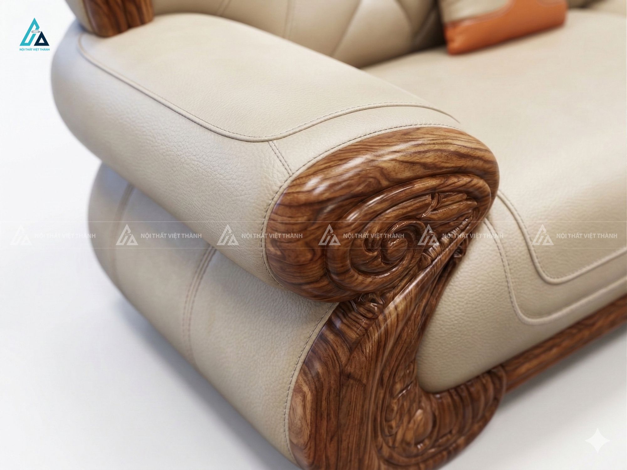 Bộ sofa da khung gỗ cao cấp cho phòng khách sang trọng 3