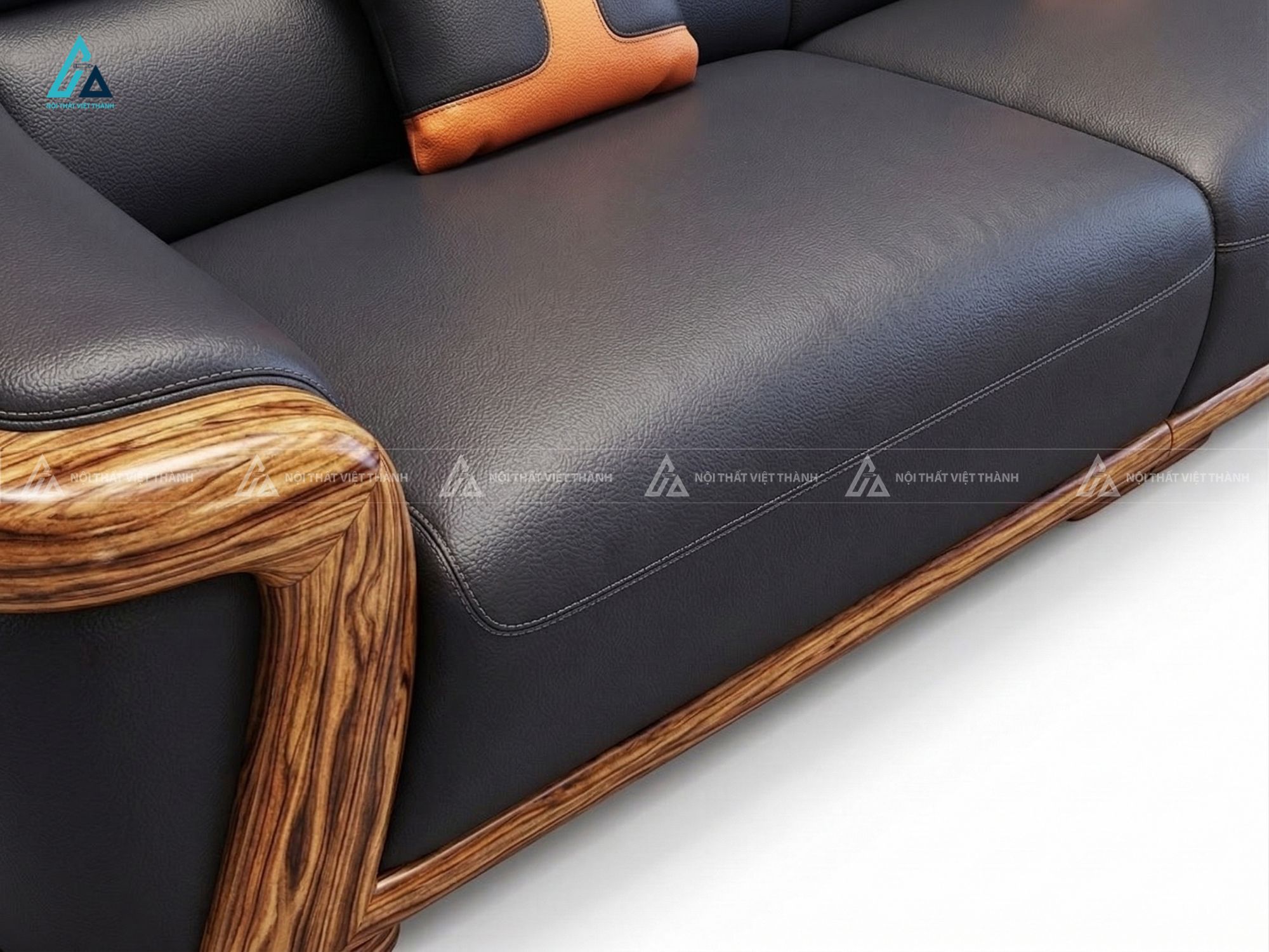 Bộ sofa da khung gỗ tự nhiên chạm khắc sang trọng bề thế 3