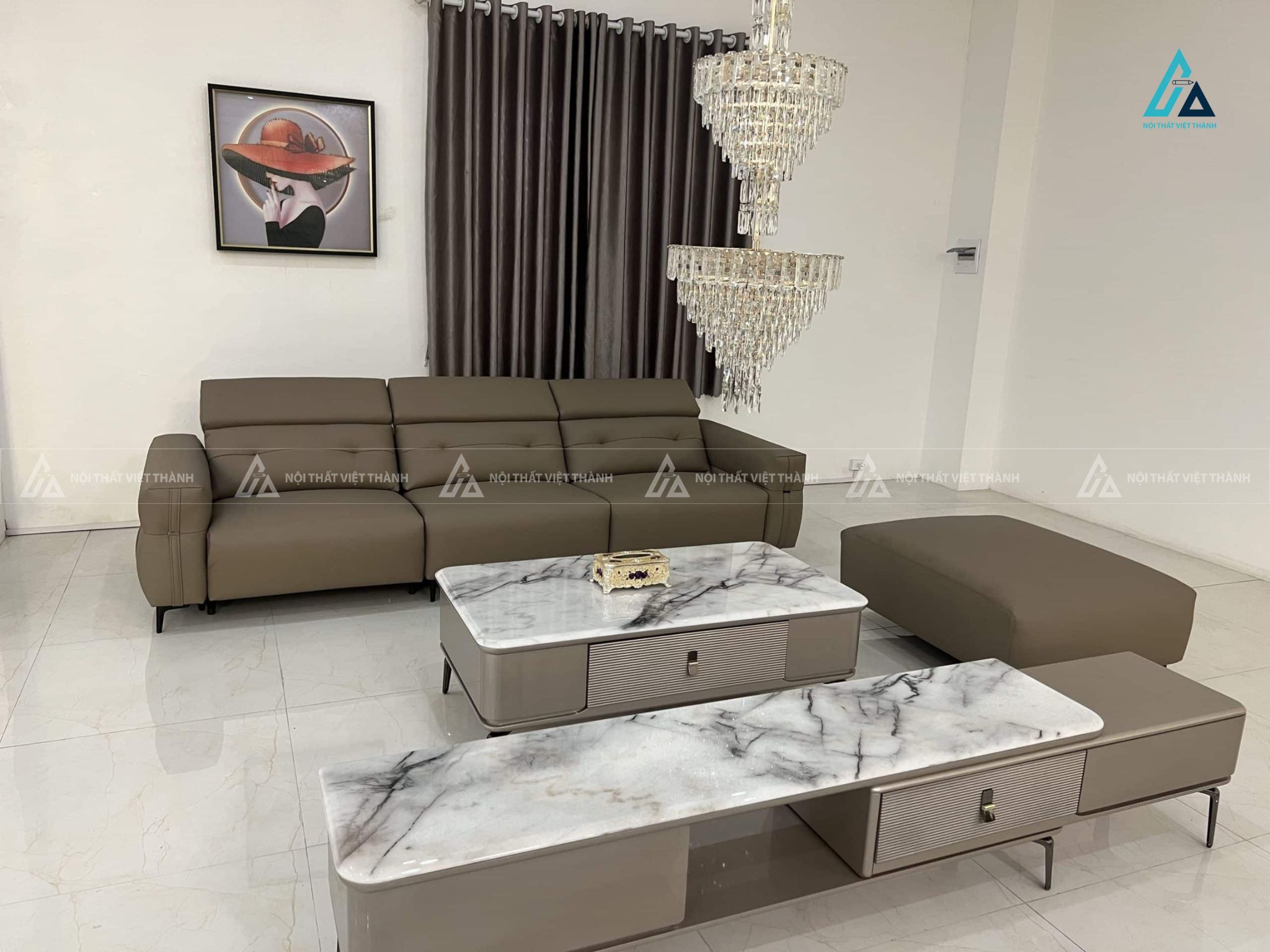 Sofa băng da cao cấp thiết kế hiện đại tích hợp chỉnh điện thư giãn 2