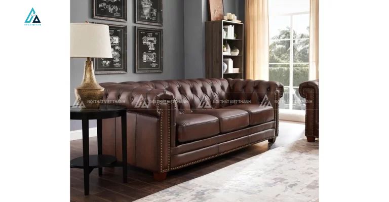 Sofa băng tân cổ điển bọc da cao cấp sang trọng 2