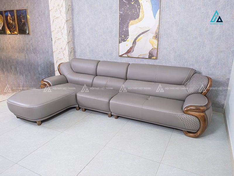 Sofa da góc chữ l khung gỗ tự nhiên chống trầy dễ lau chùi 2