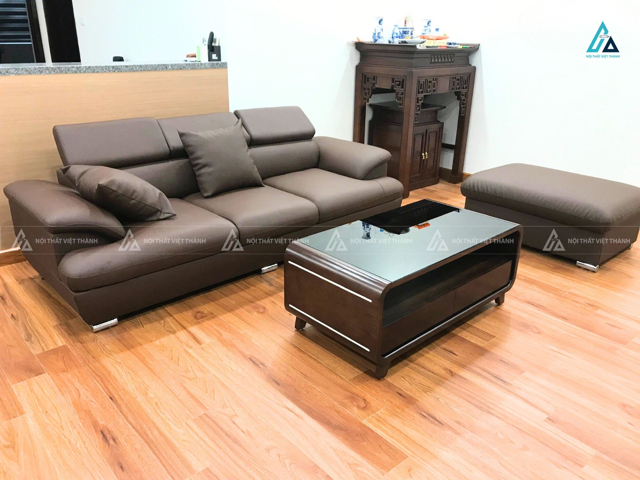 Sofa góc chữ l da cao cấp thiết kế gật gù thông minh 2