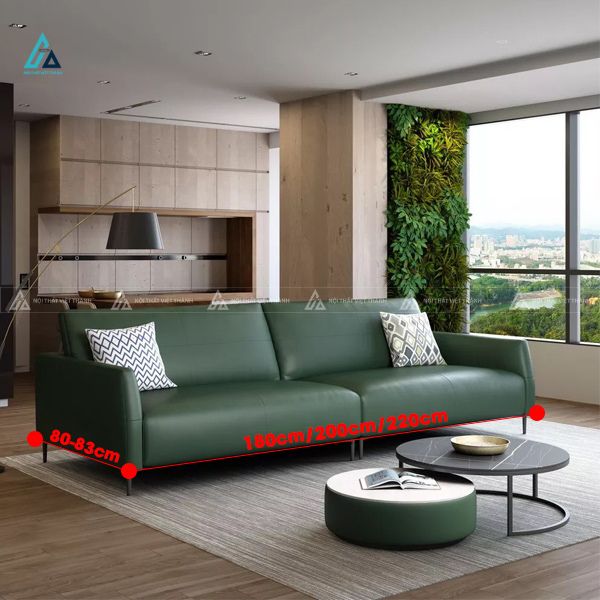 Bộ sofa da văng dài thiết kế hiện đại chân kim loại mảnh 2