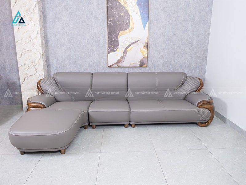 Sofa da góc chữ l khung gỗ tự nhiên chống trầy dễ lau chùi 3