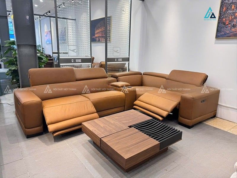 Sofa da góc chữ l thông minh tích hợp chức năng thư giãn 4