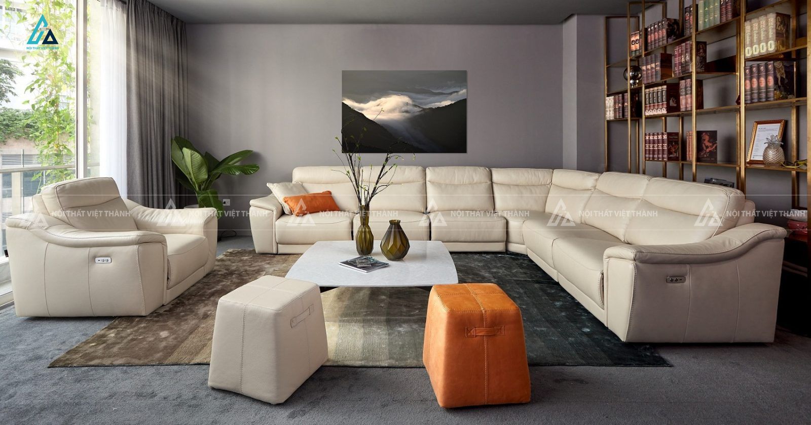Sofa góc chữ l thông minh tích hợp chức năng thư giãn hiện đại 3
