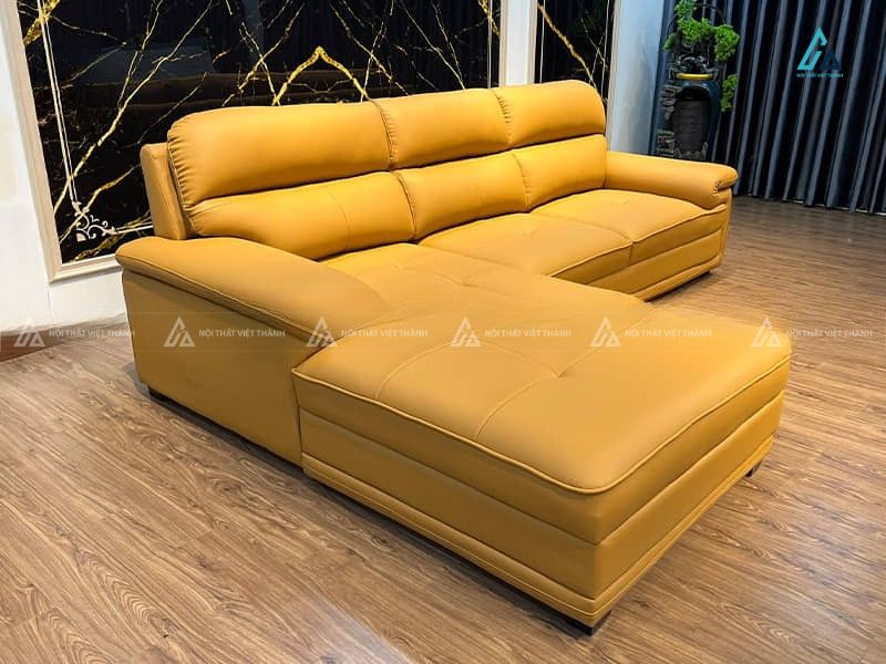 Sofa da góc chữ l thiết kế đệm phồng êm ái tối ưu diện tích 3