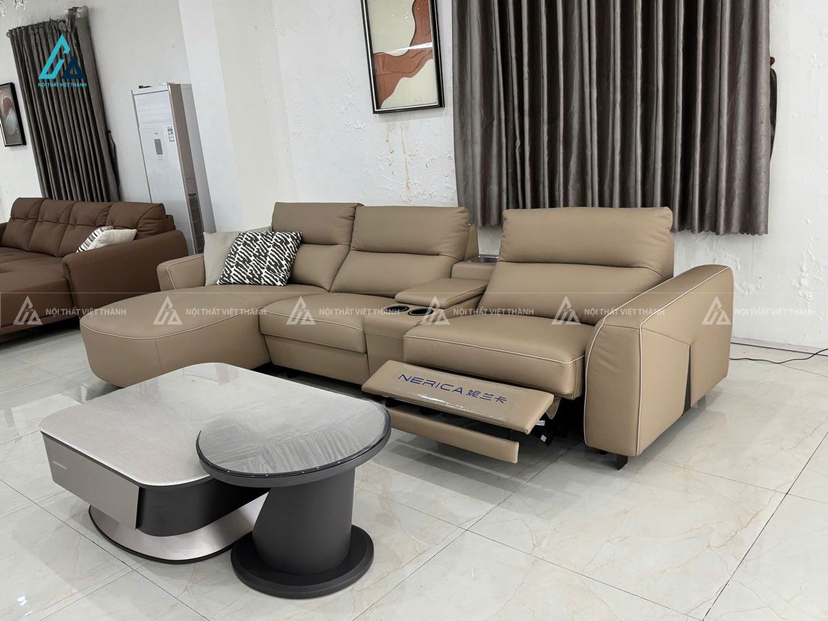 Sofa da bò góc l chỉnh điện thông minh thiết kế hiện đại 3