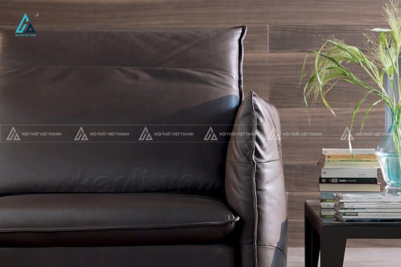 Sofa băng da cao cấp chân kim loại thiết kế hiện đại màu nâu 3
