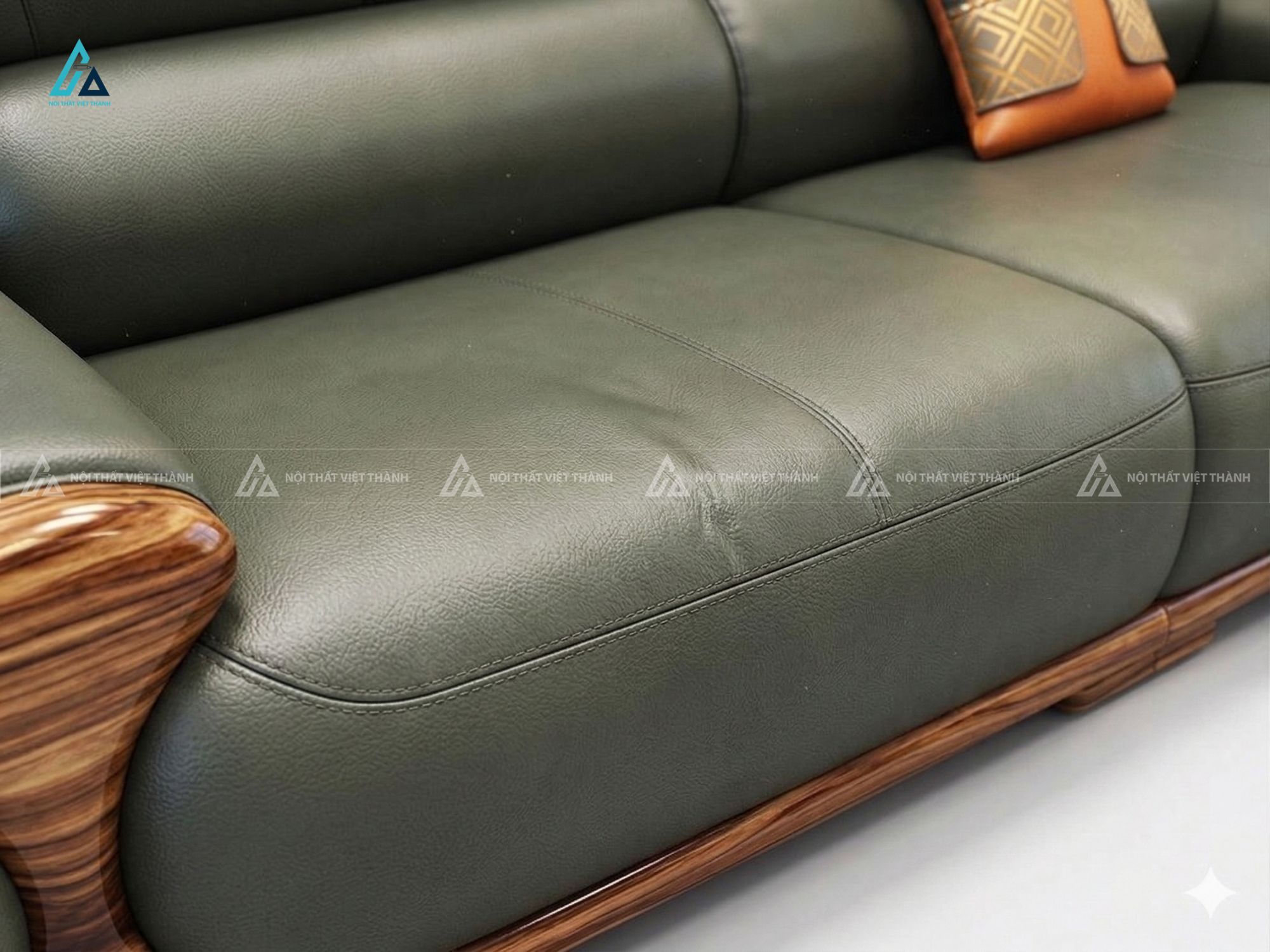 Bộ sofa da khung gỗ chạm khắc sang trọng cho phòng khách 4