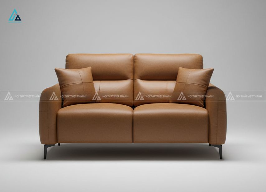 Sofa băng da hiện đại chân kim loại thanh lịch cho căn hộ 3