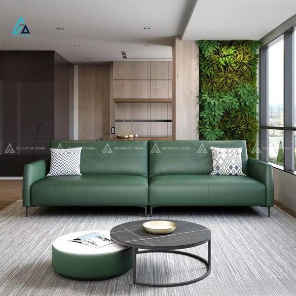 Bộ sofa da văng dài thiết kế hiện đại chân kim loại mảnh 3