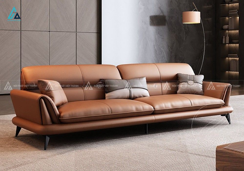 Sofa băng da cao cấp chân kim loại thiết kế hiện đại sang trọng 3