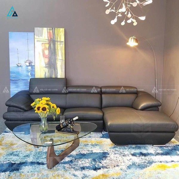 Sofa góc chữ l da cao cấp thiết kế gật gù thông minh