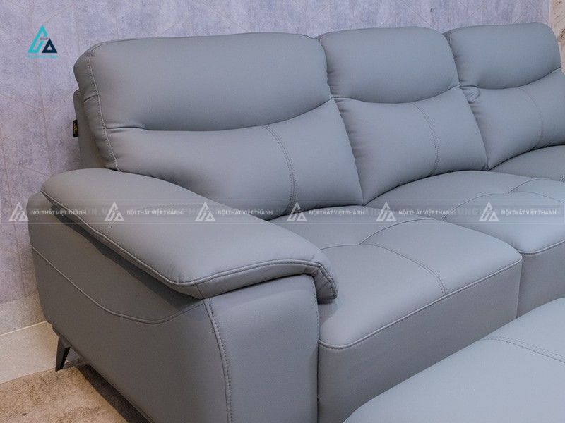 Bộ sofa da 3 chỗ chân mạ vàng sang trọng kèm đôn lớn 4