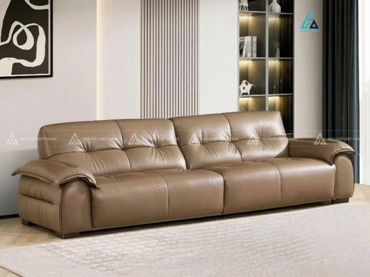 Sofa da băng dài thiết kế hiện đại tối ưu thư giãn cho gia đình