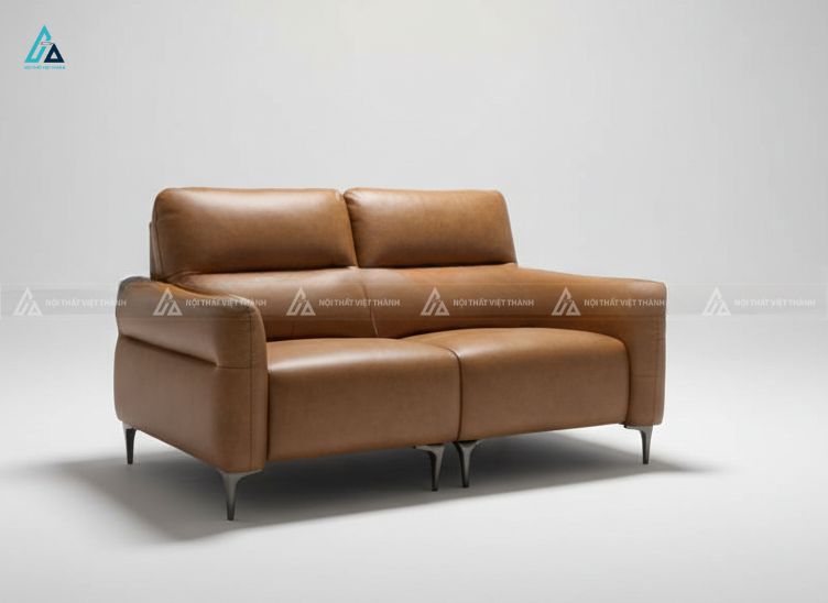 Sofa băng da hiện đại chân kim loại thanh lịch cho căn hộ 4