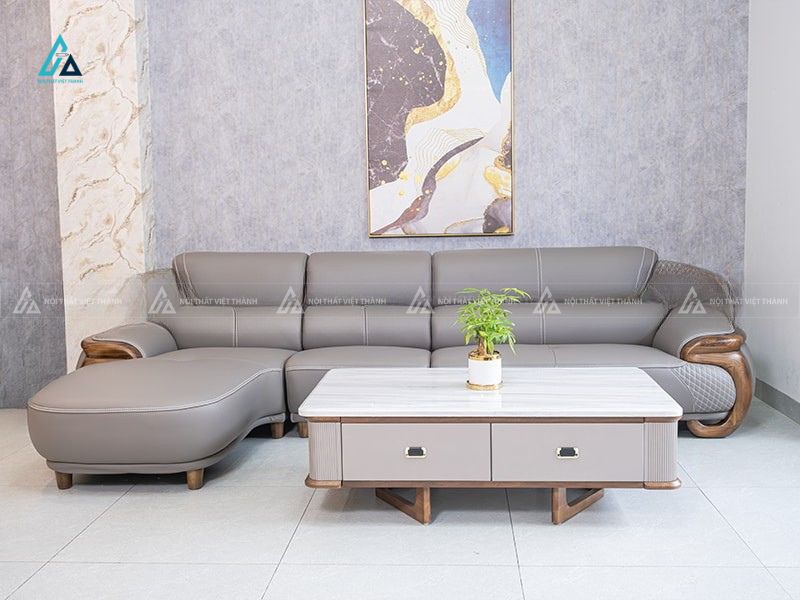 Sofa da góc chữ l khung gỗ tự nhiên chống trầy dễ lau chùi 4