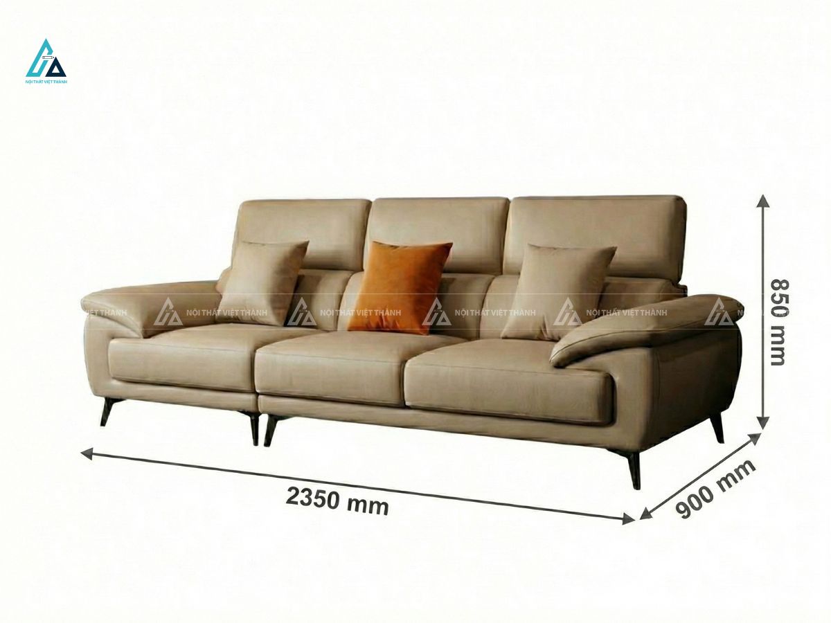 Sofa da băng ba kèm đôn thiết kế chân cao tối ưu diện tích 5