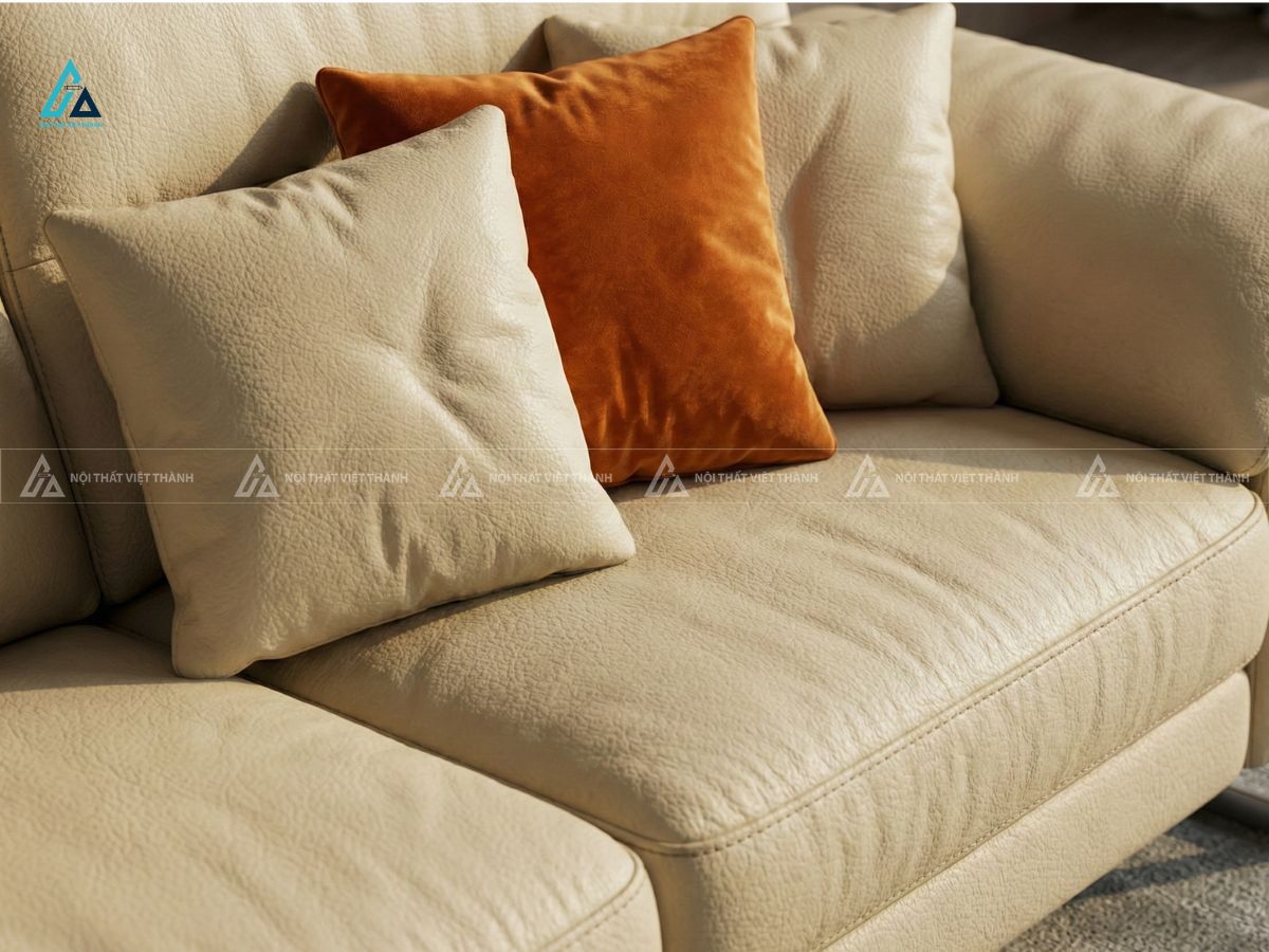 Sofa da băng ba kèm đôn thiết kế chân cao tối ưu diện tích 6