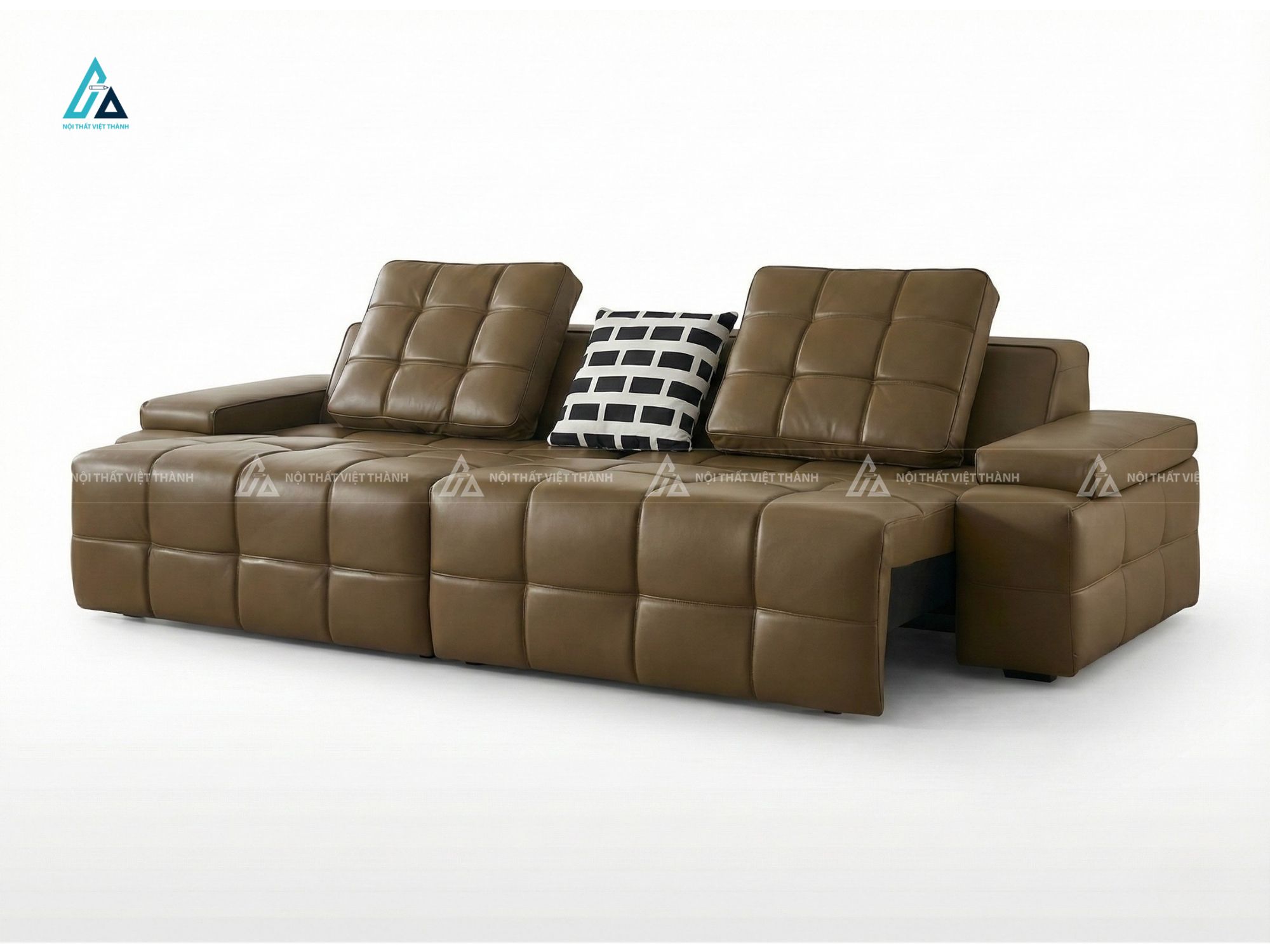 Sofa da hiện đại thiết kế phao bập bềnh màu xanh rêu độc đáo 6