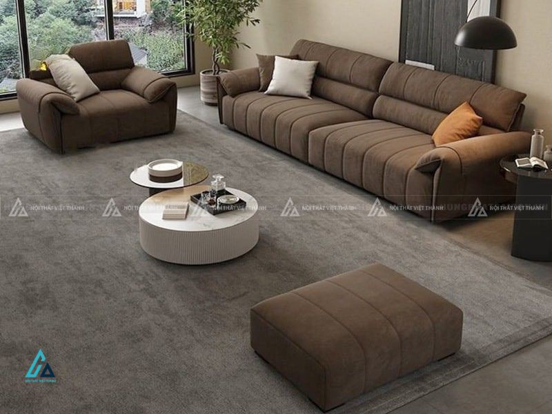 Sofa vải nỉ băng dài thiết kế đệm múi êm ái cho phòng khách 1