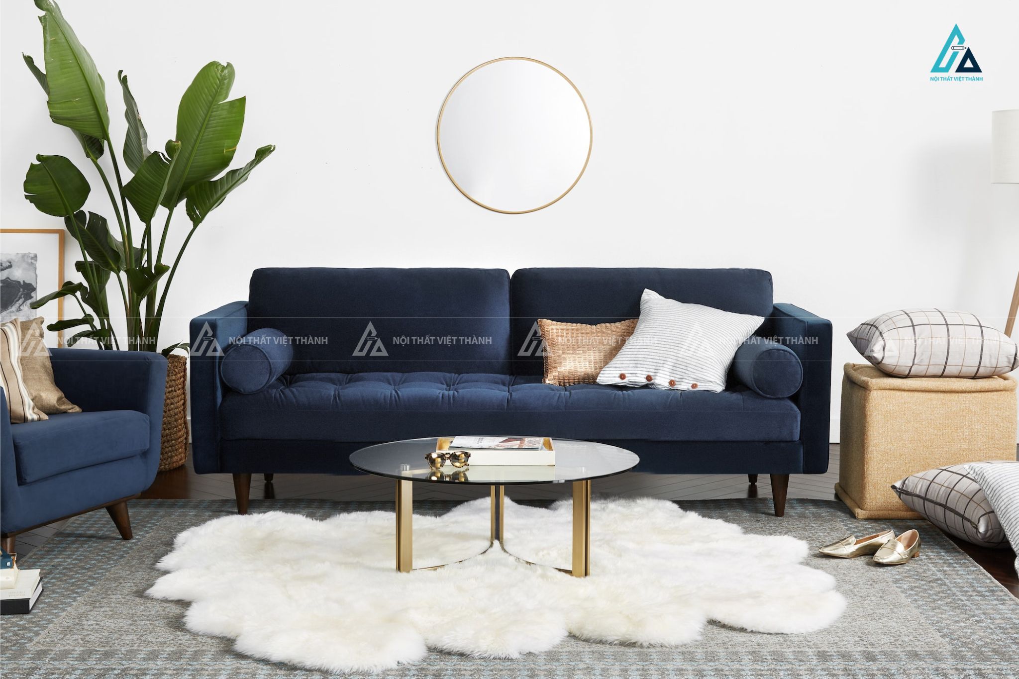 Ghế sofa vải nỉ văng dài thiết kế hiện đại bắc âu sang trọng