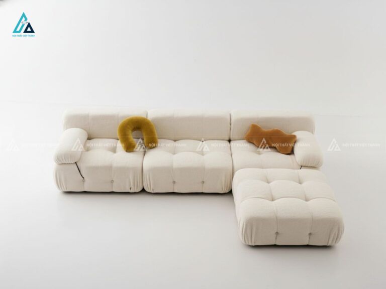 Sofa vải nỉ chữ l rút khuy vuông hiện đại tối ưu diện tích