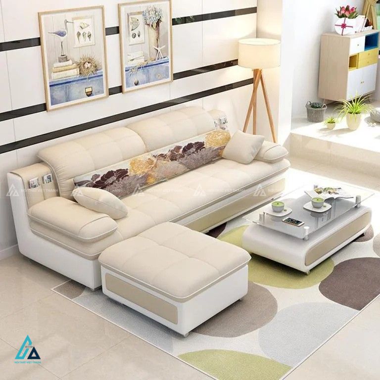 Sofa vải nỉ hiện đại tích hợp túi chứa đồ thông minh tiện lợi
