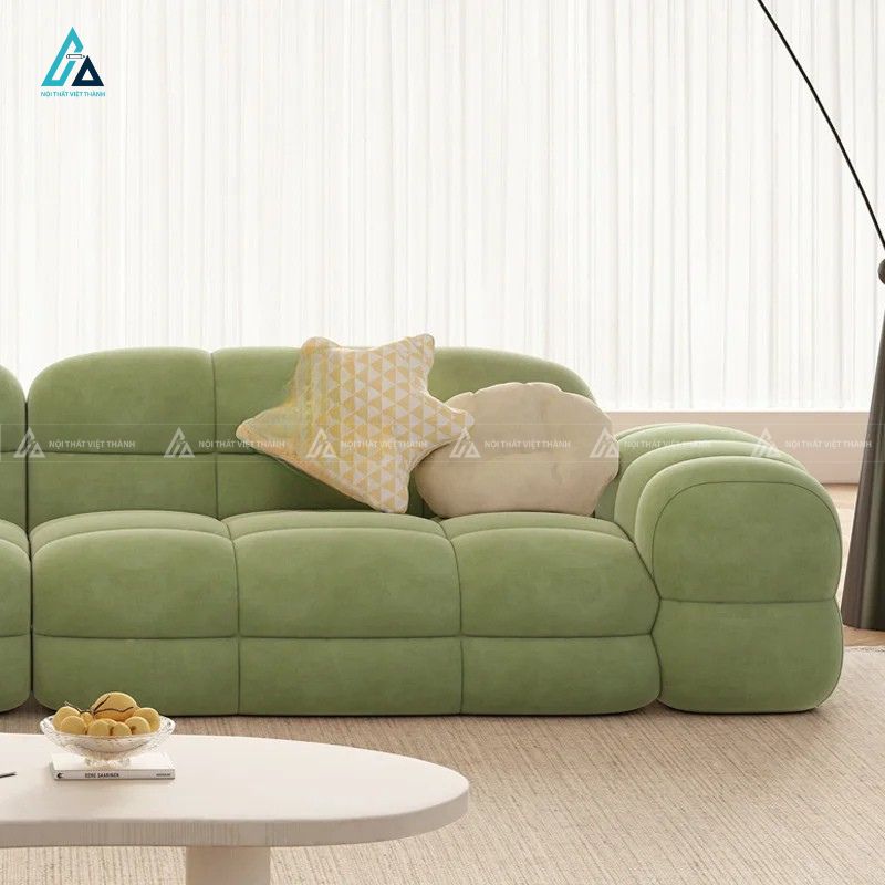 Sofa băng vải nỉ thiết kế khối phồng hiện đại cho phòng khách 1