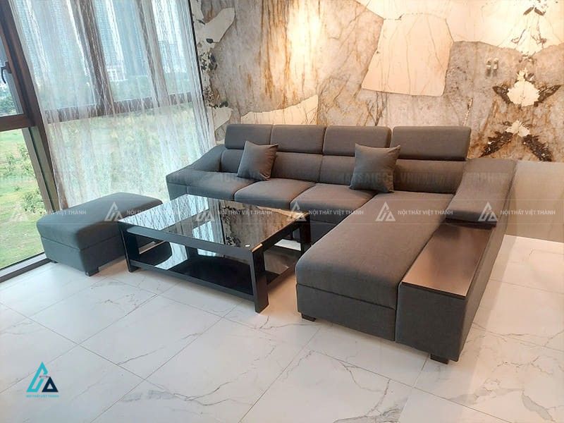 Sofa vải nỉ chữ l tích hợp tựa đầu thư giản thông minh 1