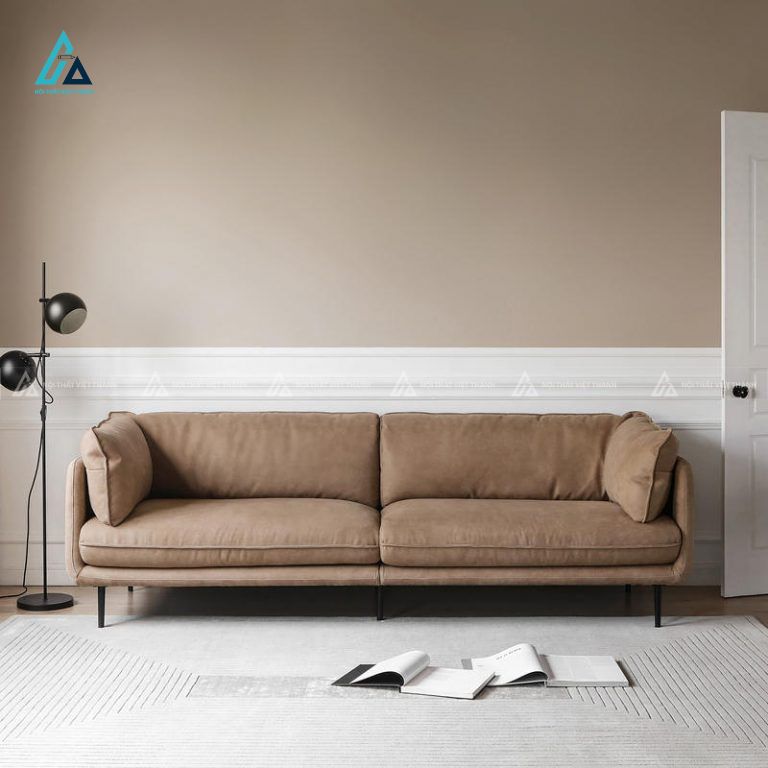 Sofa văng nỉ chân kim loại mảnh tối ưu không gian phòng khách