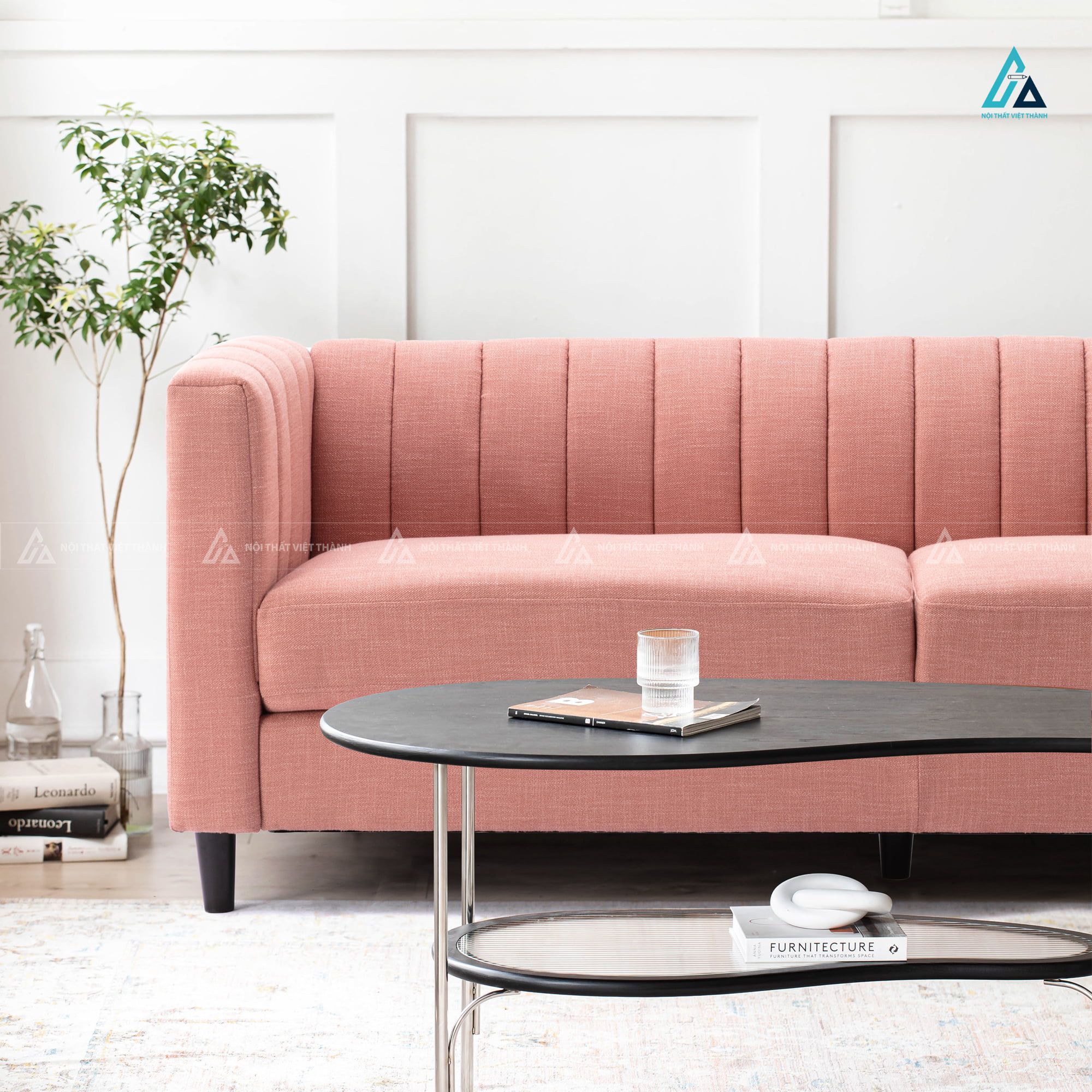 Ghế sofa băng vải nỉ thiết kế sọc dọc hiện đại sang trọng 2
